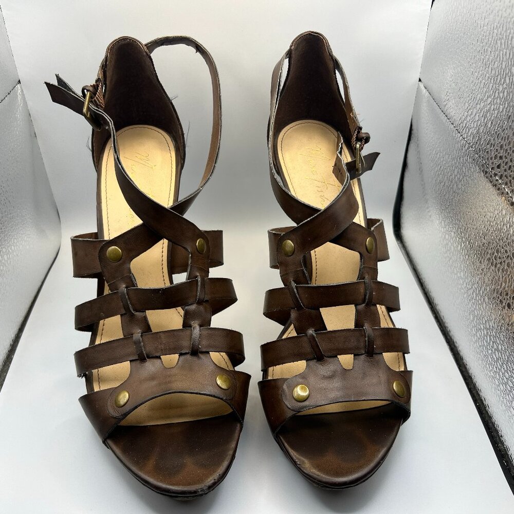 Marc Fisher Brown Strappy Leather Heels – Size 9.5